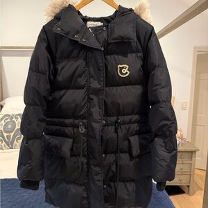 Coach Black Puffer Jacket with Fur Trim